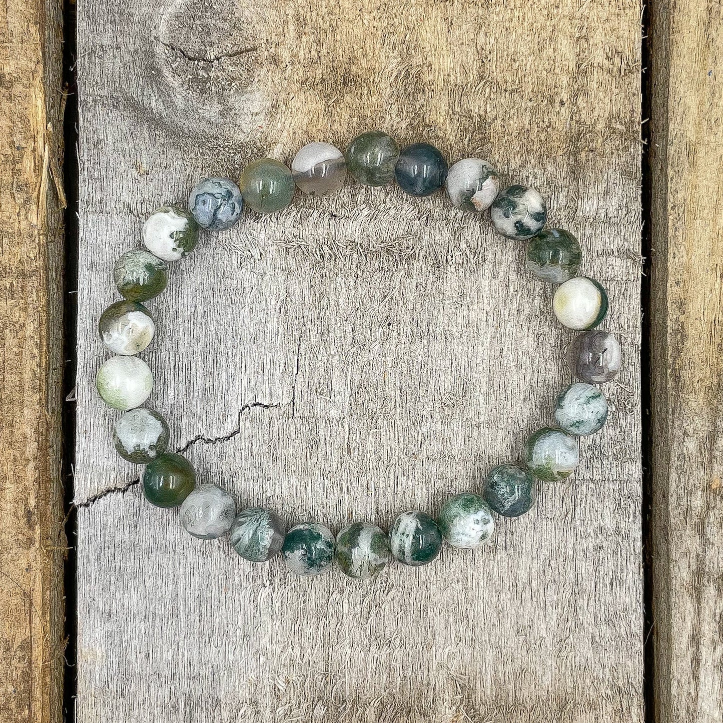 Handmade Union Tree Agate Green Gemstone Beaded Bracelet - Rosetta Creative Boutique