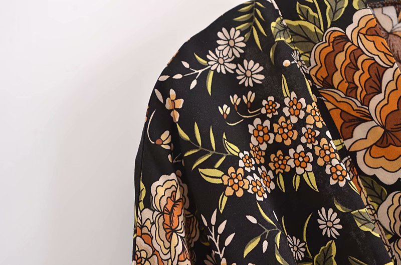 Cotton Floral Print Kimono With Belt For Women S M L