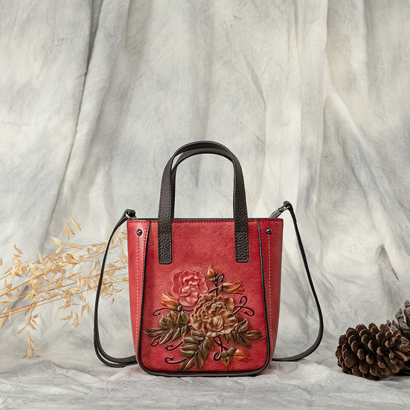 Leather Mini Tote Crossbody Bag with Gunmetal Hardware - Rosetta Creative Boutique