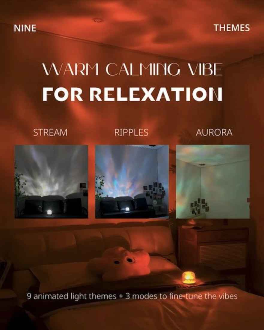 Light Theatre: Ambient Light With Stereo Speaker, Ripple Sunset Aurora Projector All-in-1