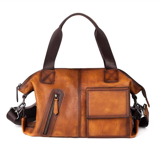 Mens Vintage Calfskin Leather Briefcase Shoulder Bag 2530 - Rosetta Creative Boutique