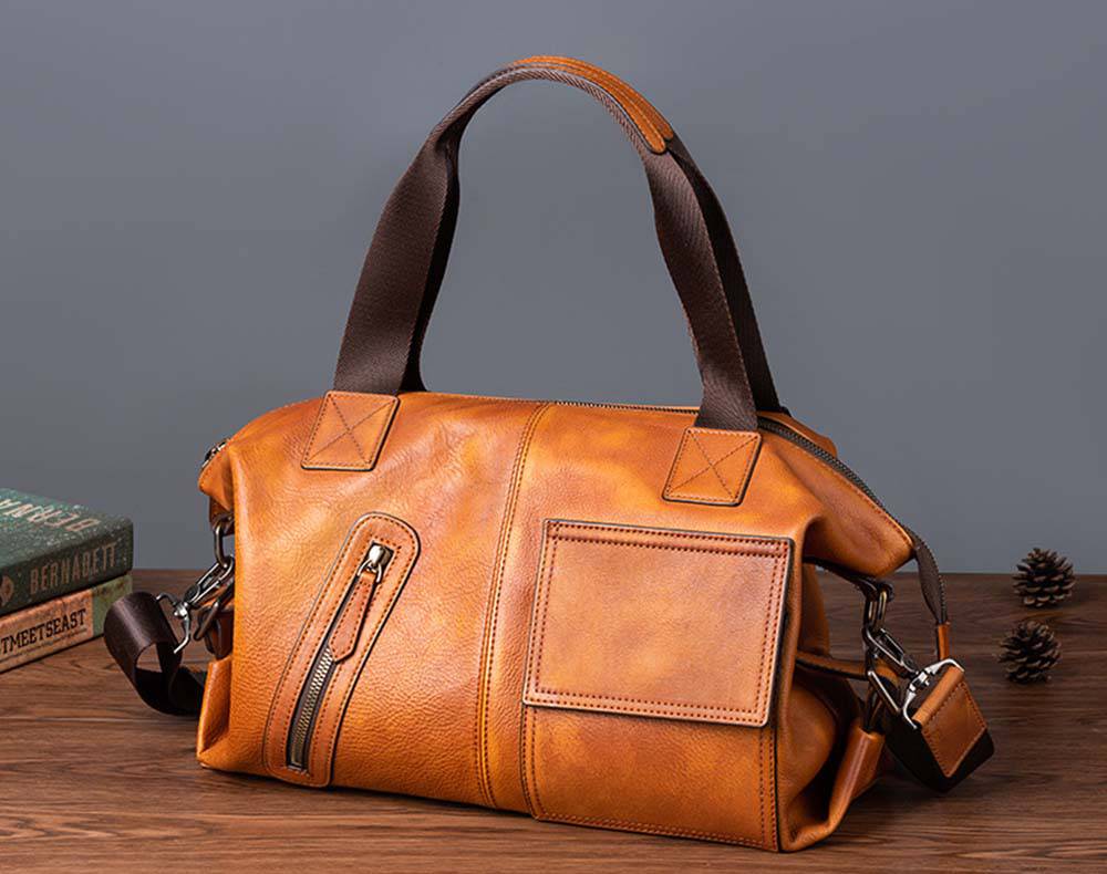 Mens Vintage Calfskin Leather Briefcase Shoulder Bag 2530 - Rosetta Creative Boutique