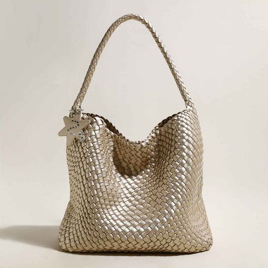 Metallic Champagne Woven Tote