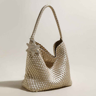 Metallic Champagne Woven Tote