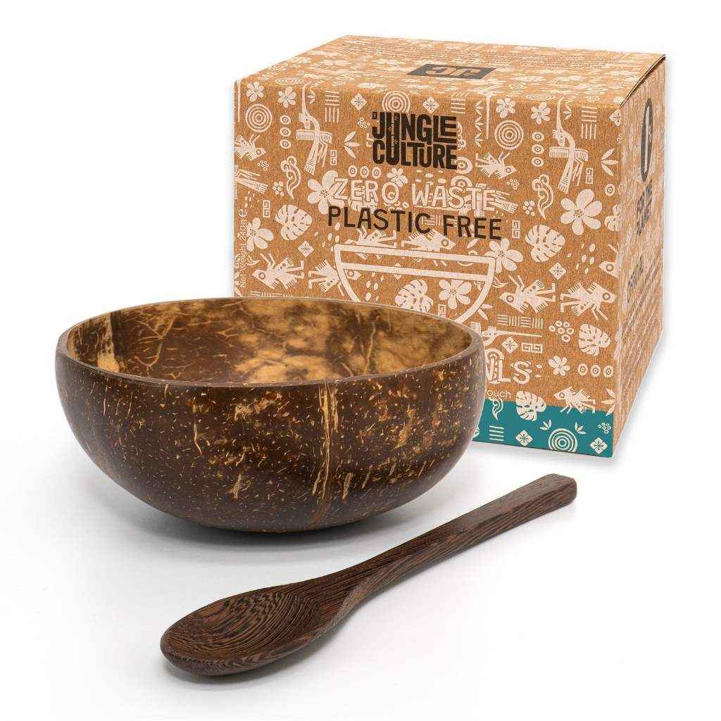 Handcrafted Coconut Bowl Set With Reclaimed Wood Spoon Jungle Culture