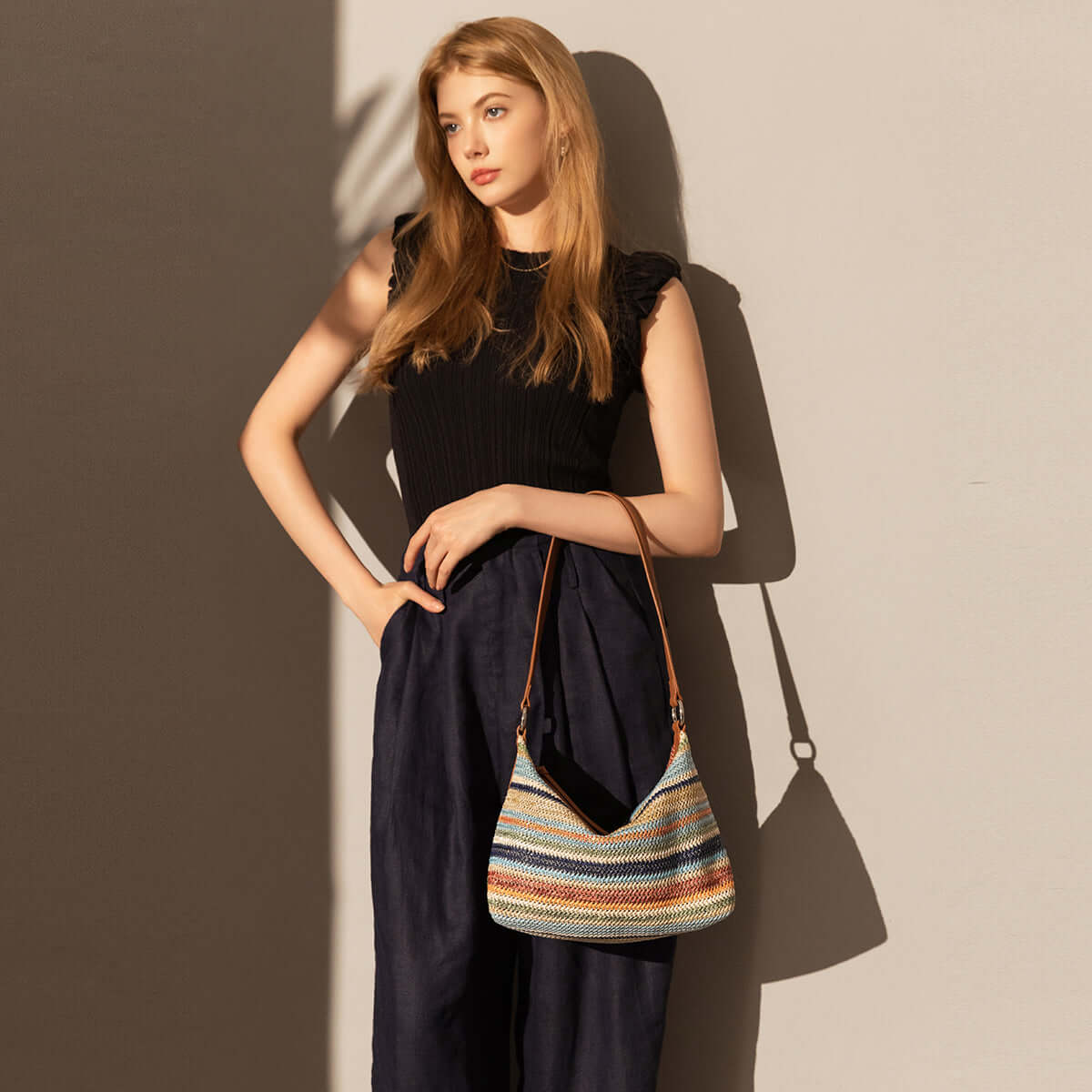 Rainbow Boho Shoulder Bag for Women Handmade Vintage Style - Rosetta Creative Boutique