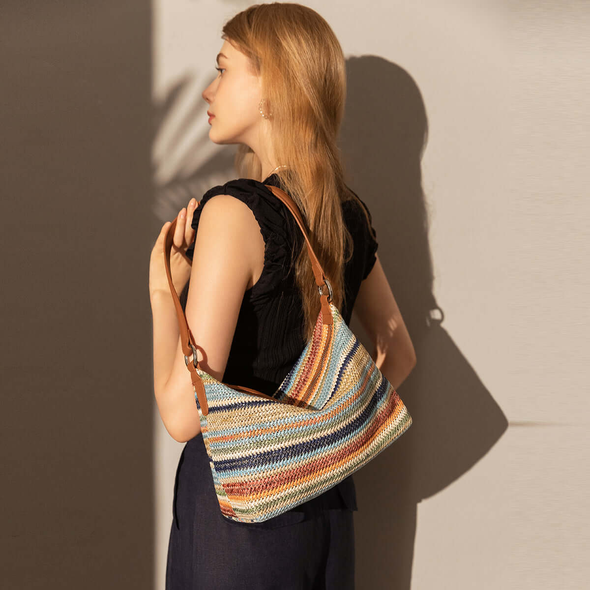 Rainbow Boho Shoulder Bag for Women Handmade Vintage Style - Rosetta Creative Boutique
