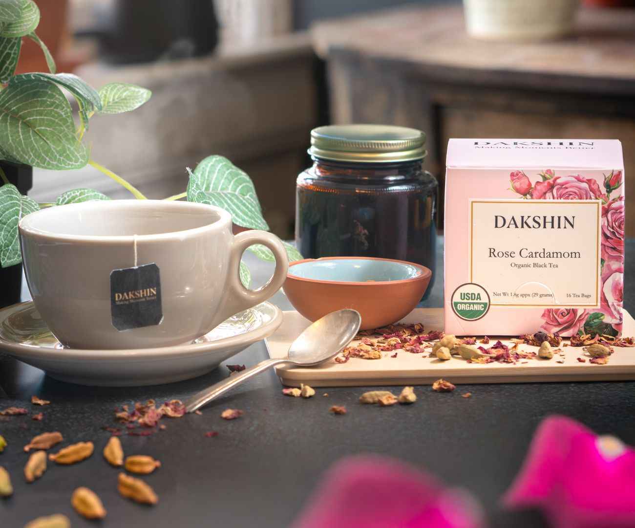 Organic Rose & Cardamom Tea - Calm Digestive by Dakshin