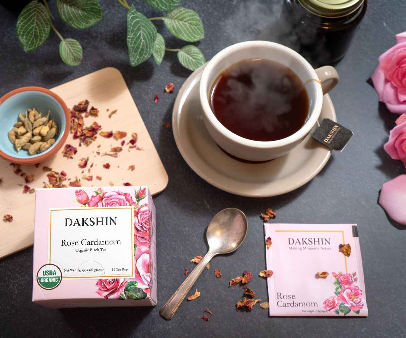 Organic Rose & Cardamom Tea - Calm Digestive by Dakshin