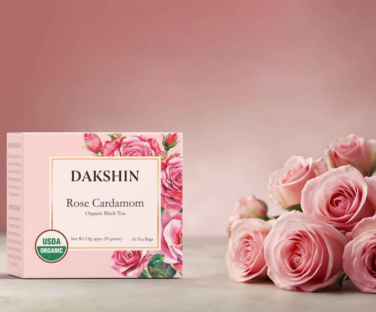 Organic Rose & Cardamom Tea - Calm Digestive by Dakshin