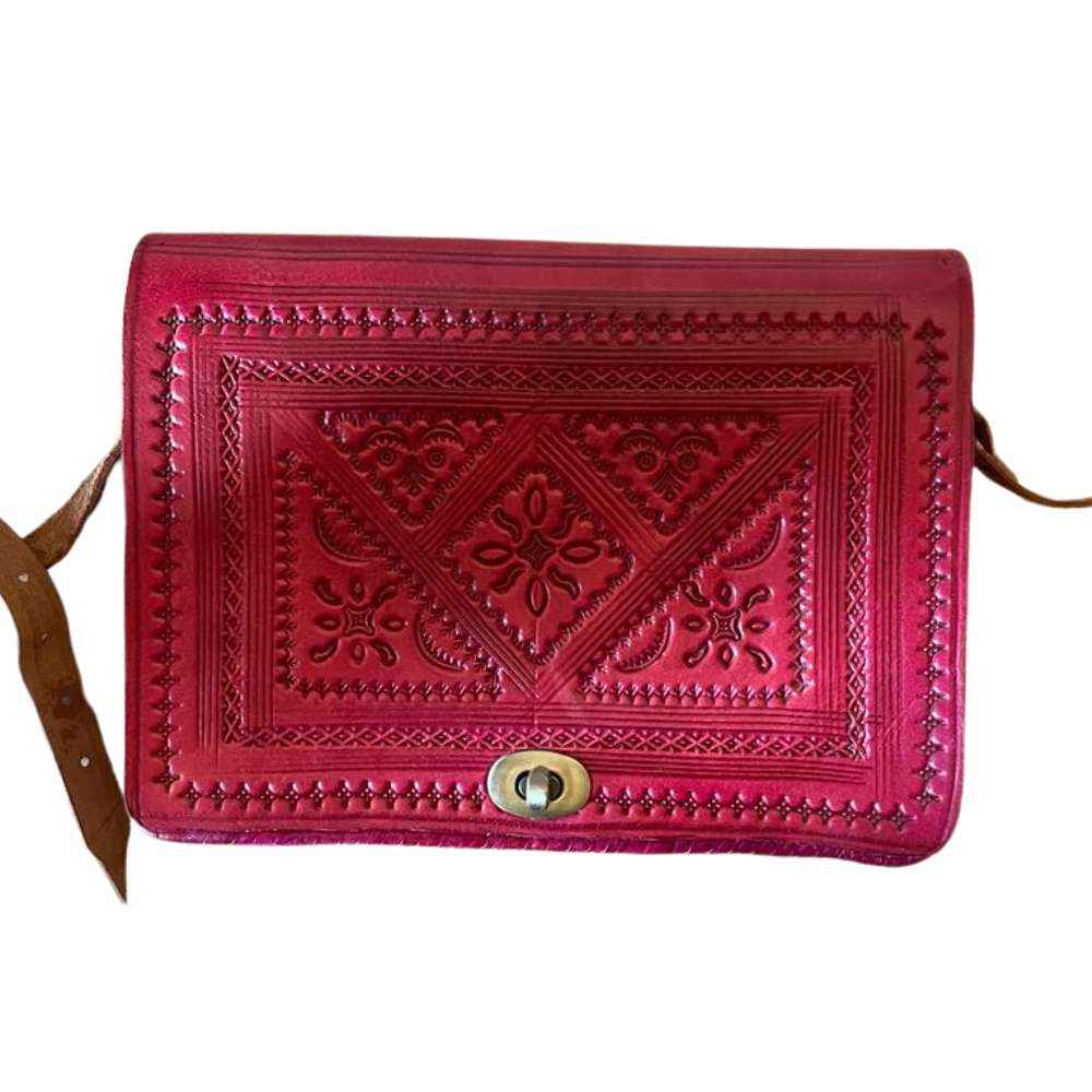 Cowhide Leather Bag, Handmade, Morrocan, Forged Leather