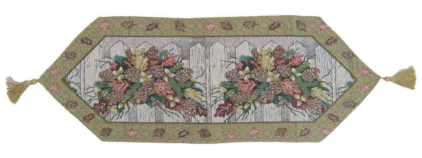 DaDa Bedding Rustic Floral Bouquet Lights Holiday Tapestry Dining Table Runner (6068)
