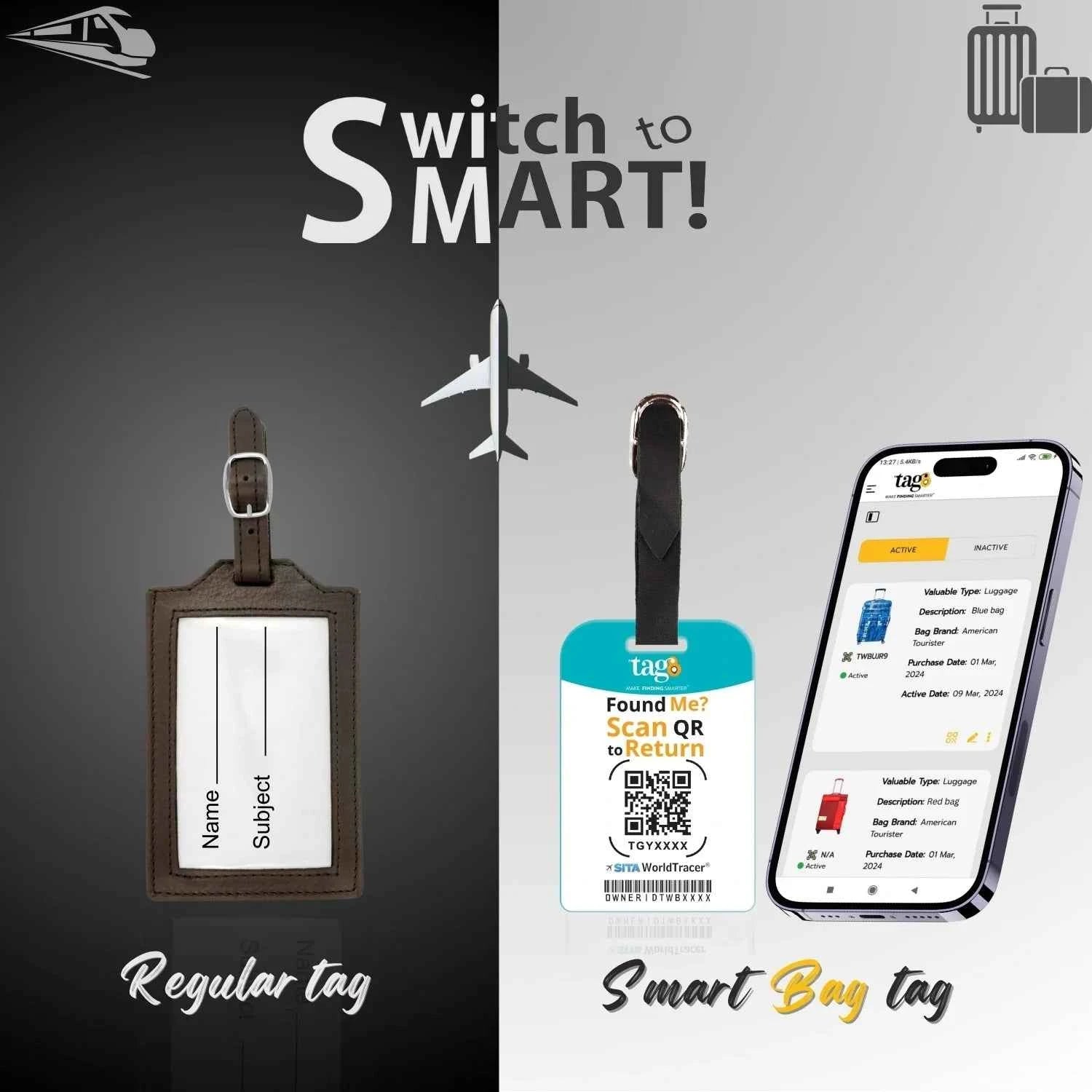 Smart Bag Security Tag - Rome [Pack 2]