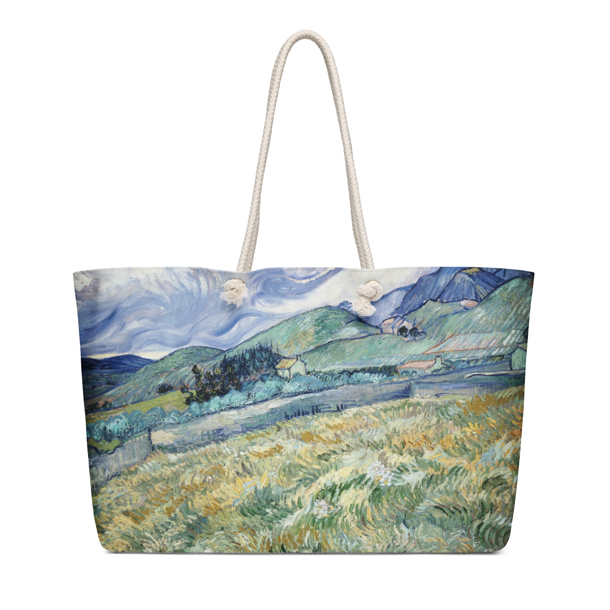 Vincent Van Gogh Weekender Bag with Cream Rope Handles - Oversized Style for Stylish Getaways - Rosetta Creative Boutique