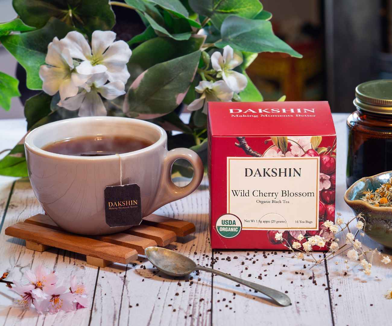 Organic Wild Cherry Blossom Tea - Wellness by Dakshin