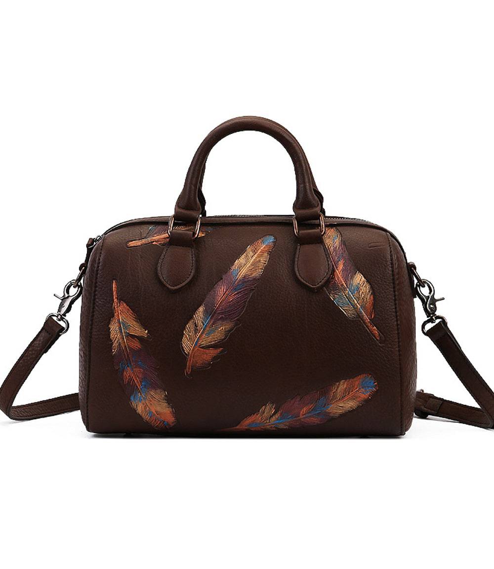 Womens Brown Leather Tote Bag - Cervo Antic Leather Brown Bauletto Dream Tote Bag - Rosetta Creative Boutique