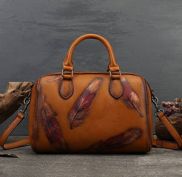 Womens Brown Leather Tote Bag - Cervo Antic Leather Brown Bauletto Dream Tote Bag - Rosetta Creative Boutique