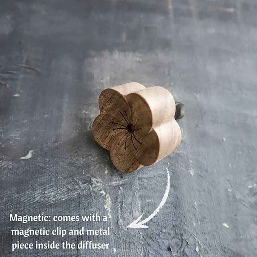 Peach Blossom FSC Wooden Car Diffuser Clip On Vent Aromatherapy